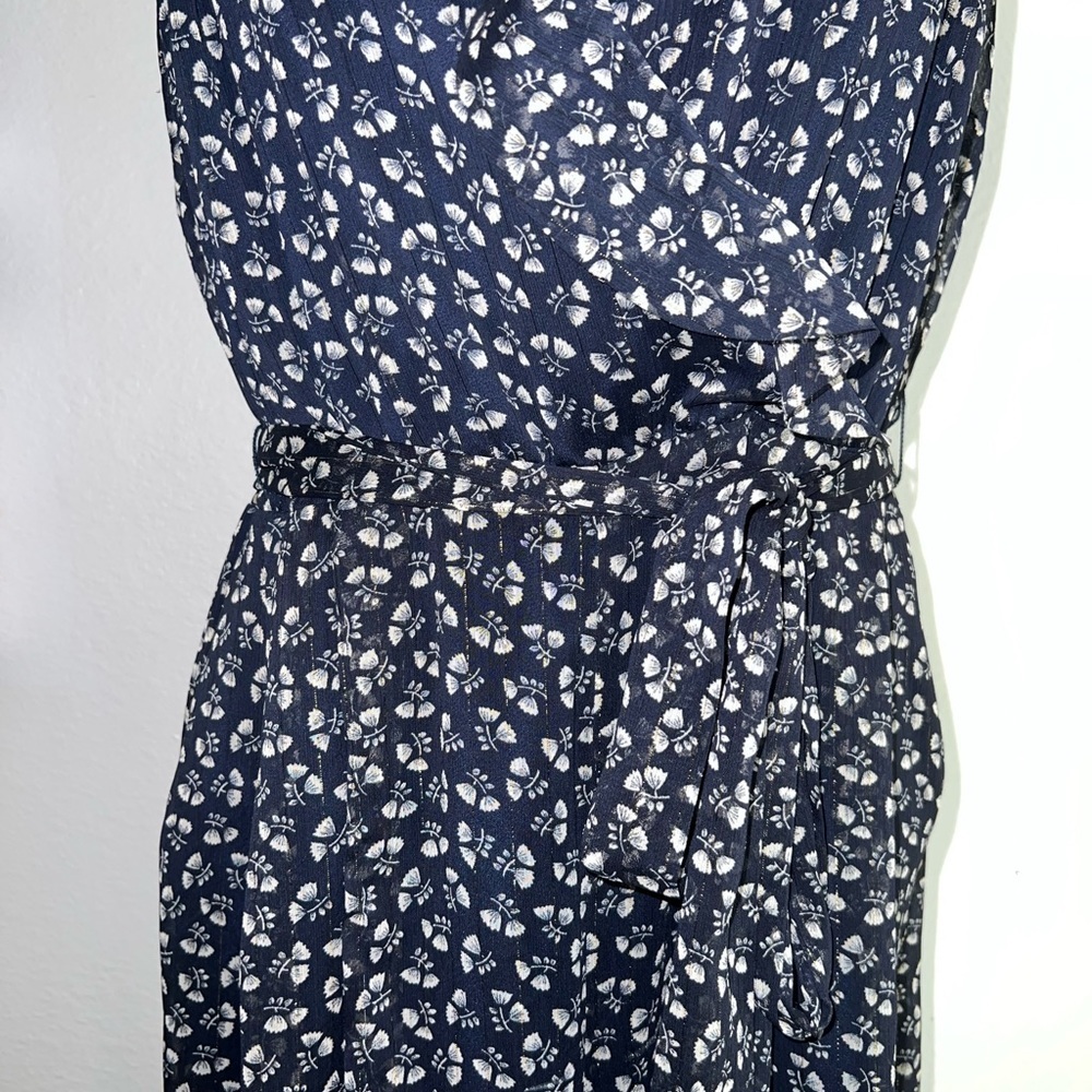J. Crew Point Sur Navy Floral Sparkle Jumpsuit Size 8​ - Picture 7 of 9